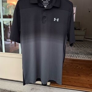 Under Armour Men's Black and Gray Polo Shirt size medium